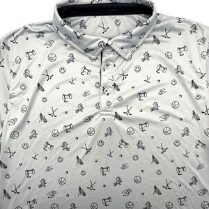 Swannies Men's Short Sleeve Gray Crocodile Beach Ball Smiley Face XL Golf Polo‎